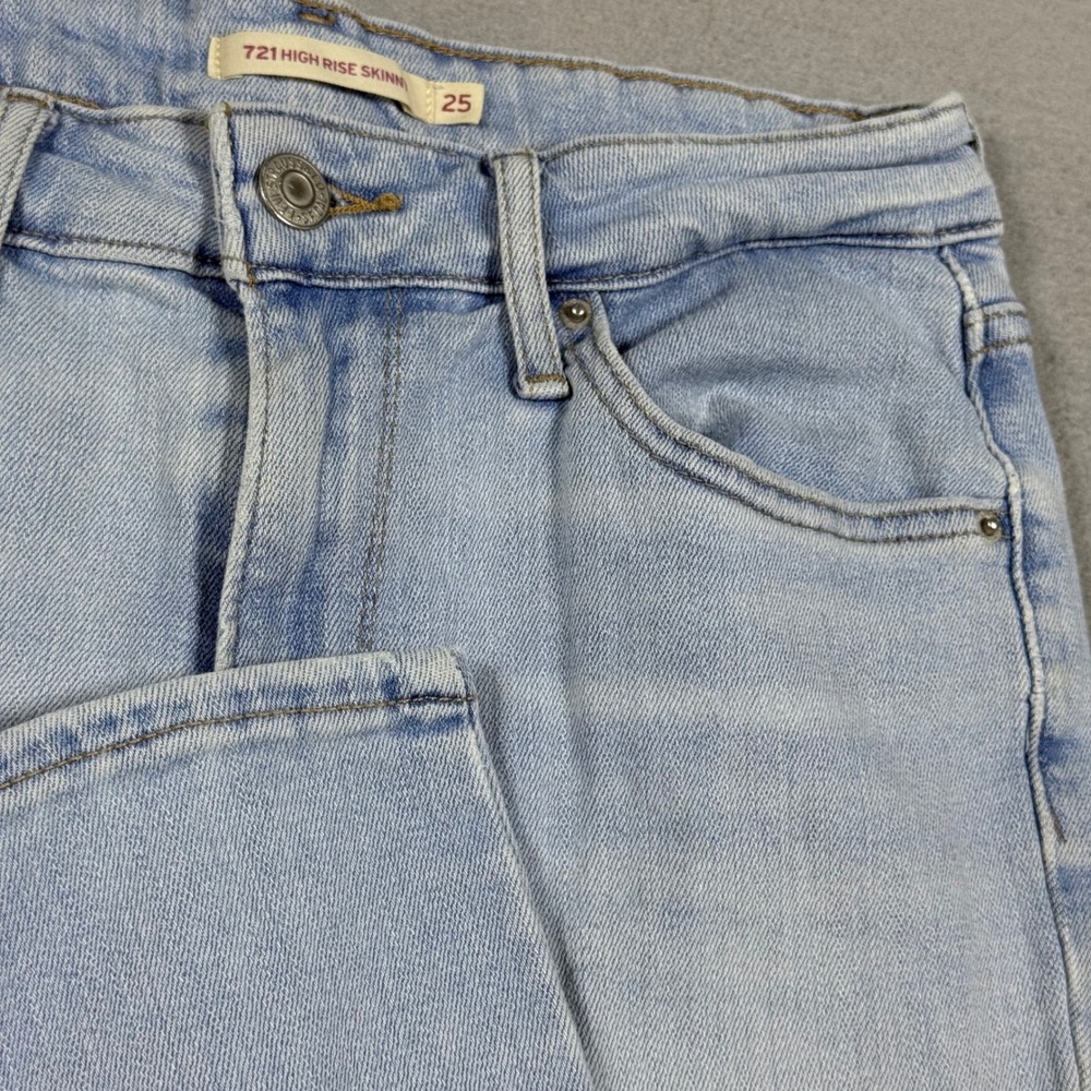 Levis 721 High Rise Skinny Jeans Light Wash Denim Womens 25x28